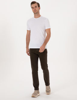 Beyaz Slim Fit %100 Pamuk Bisiklet Yaka Basic T-shirt - Cacharel фото 4