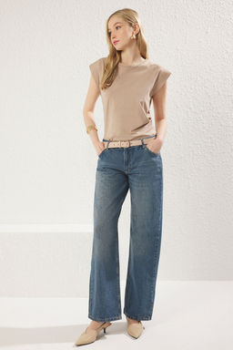 Mavi Dusuk Bel Duz Kesim Straight Wide Jeans TWOSS25JE00078 - Trendyolmilla фото 2