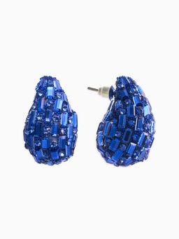 Серьги со стразами «Блеск» капля, цвет синий