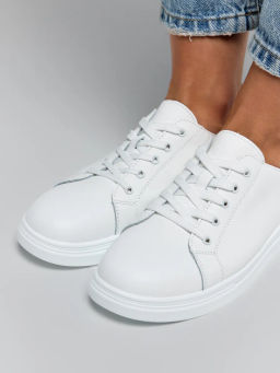 Кеды жен. белые, 903104, н/кожа