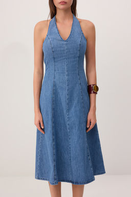 Mavi Halter Yaka Maxi Denim Elbise TWOSS26EL00275 - Trendyolmilla фото 3