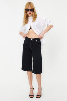 Siyah Yuksek Bel Denim Bermuda TWOSS24SR00023 - Trendyolmilla фото 2
