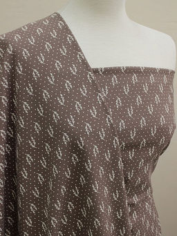 Теплый хлопок Набойка-веточки с горошком цв.шоколадно-коричневый с лиловым оттенком, ш.1.5м - Купава фото 2