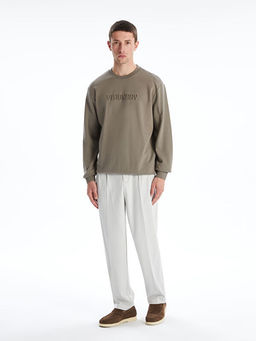 Bisiklet Yaka Kabartmal? Erkek Sweatshirt