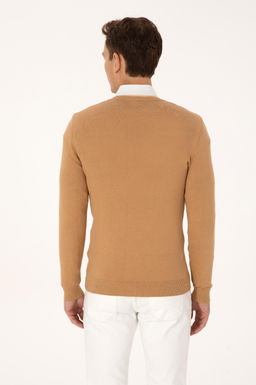 Erkek Slim Fit V Yaka Camel Basic Triko Kazak - U.s. polo assn фото 5