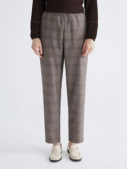 Beli Lastikli Ekose Kad?n Pantolon