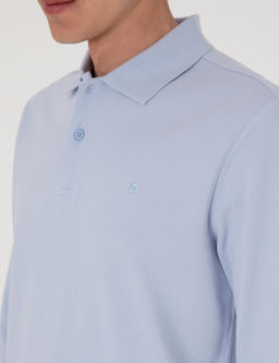 A__k Mavi Slim Fit K_vr_lmaz Polo Yaka Basic Pike Sweatshirt - Pierre cardin фото 6