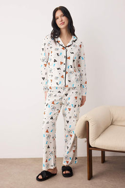 Trendyolmilla Cok Renkli %100 Pamuklu Desenli Orme Pijama Tak?m? THMAW21PT0084  фото 17