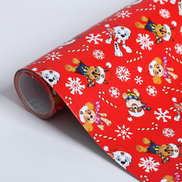 Цена за 10 шт. Бумага упаковочная глянцевая С Новым Годом! Щенячий патруль ,70 х100 см - Paw patrol фото 2