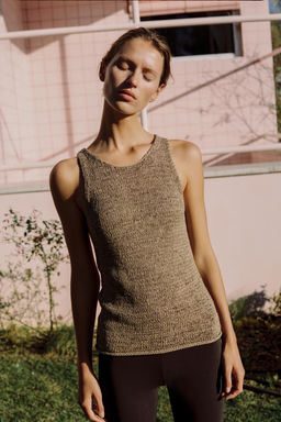 TOP PUNTO GRUESO / Tostado oscuro - Zara фото 5