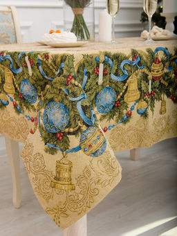 Новогодние шары - гобеленовая скатерть 140х140 см - Гобеленглавснаб фото 2