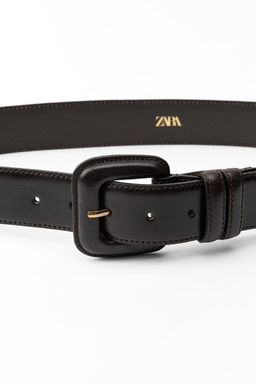 LEATHER BELT WITH SQUARE BUCKLE - Zara фото 2