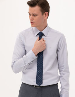 Gri Slim Fit Uzun Kollu Klasik G_mlek