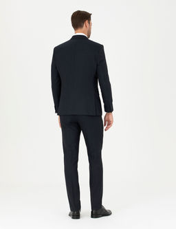 Lacivert Slim Fit _izgili Yelekli Tak_m Elbise