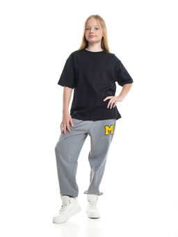 Брюки спортивные с эмблемой 22-7611 светло-серый меланж - Mini maxi фото 32