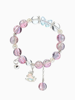 Браслет с подвесками «Сахарный» лошадка, шар №10/8, d=6 см, фиолетово-розовый в серебре