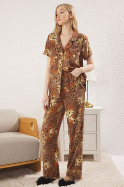 Trendyolmilla Cok Renkli Leopar Desenli Viskon Dokuma Pijama Tak?m? THMSS25PT00090