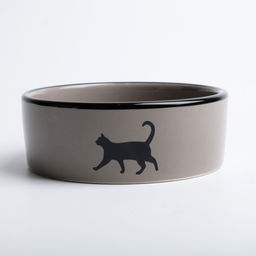 Миска керамическая След с кошкой 300 мл 12,5 x 4,5 cм, чёрно-серая - Пижон фото 3