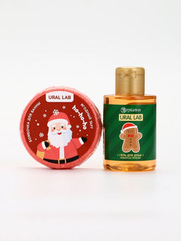 Подарочный набор новогодний в тубусе Лисичка, бомбочка, гель, мочалка, URAL LAB