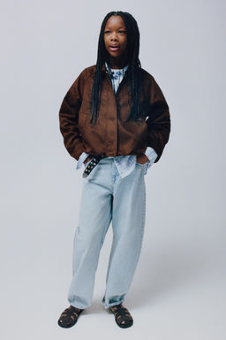 CAZADORA BOMBER EFECTO ANTE / Chocolate