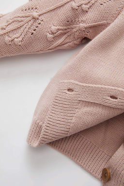 Трикотажный кардиган с круглым вырезом для маленьких девочек - Defacto фото 4