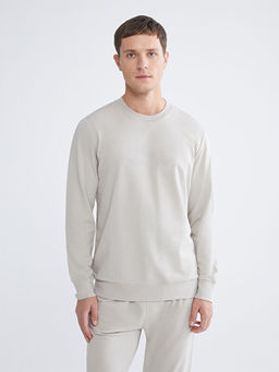 Bisiklet Yaka Bask?l? Erkek Sweatshirt