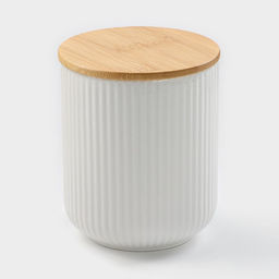 Банка для сыпучих BellaTenero, 600 мл, d=10 см, с бамбуковой крышкой, фарфор, белая