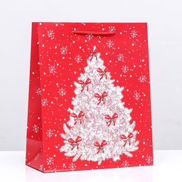 Пакет подарочный Новогодняя красавица , 26 х 32 х 12 см