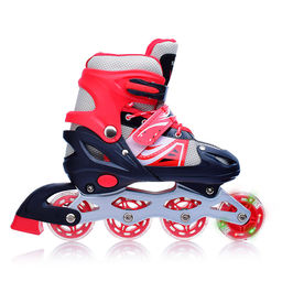Ролики детские (размер M) черно-красные с белым, PU колёса со светом, в сумке