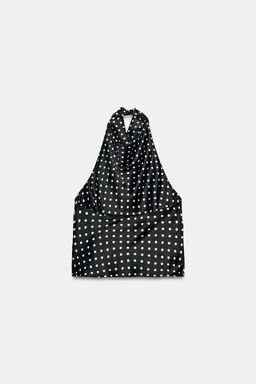 TOP HALTER SATINADO / Negro / Blanco - Zara фото 8