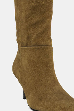SPLIT SUEDE STILETTO HEEL BOOTS - Zara фото 2