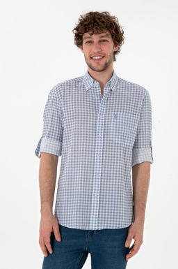 Erkek A__k Mavi Uzun Kollu G_mlek Sepette S_rpriz _ndirim