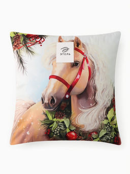 Подушка Этель "Сhristmas horse", 40*40 см, 100% п/э, велюр