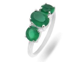 Кольцо из серебра зеленый агат, Степ