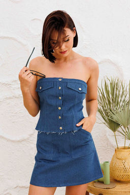 Топ AURA 2159-170 темно-синий деним фото 2