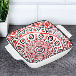 Блюдо квадратное 20х16х5 см с ручками керамика / ZY066 / уп 6/48/ - Галеонтрейд фото 4