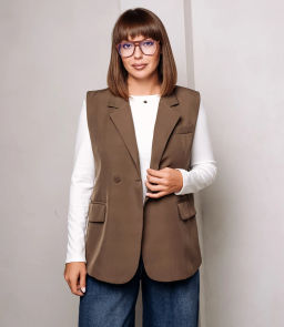 Жилет #КТ20630, коричневый