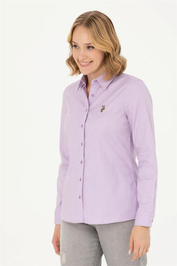 Женская сиреневая базовая рубашка с длинным рукавом - U.s. polo assn фото 8