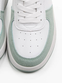 03-C933-7K WHITE/GREEN Кеды кожаные женские (натуральная кожа, натуральная замша)