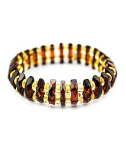 Браслет из янтаря Мандарин. Алмазная грань контрастный