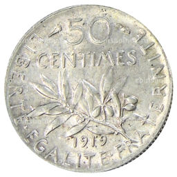 50 сантимов 1919 года Франция