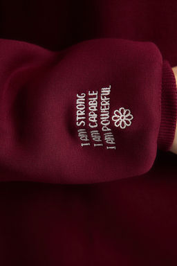 Bordo Nak?sl? Regular/Normal Kal?p Kal?n Ici Polarl? Orme Sweatshirt TWOAW25SW00176