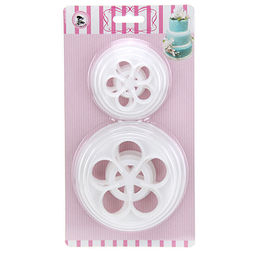 Кондитерский трафарет пластмассовый для украшения торта "Цветы" набор 6шт д5см h0,7см; д6см h0,7см; д7см h0,7см; д8см h0,7см; д9см h0,7см; д10см h0,7см, в блистере (Китай)