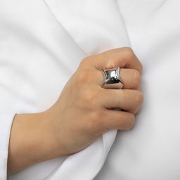 Кольцо металл Тренд вогнутое, мини, цвет серебро, размер 16 - Qf фото 4