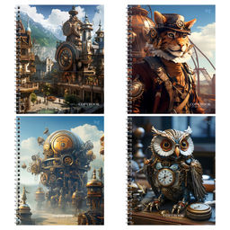 Тетрадь 80л. тв. обложка, на спирали "Стимпанк" (ТТ5гр80_лг 59739, BG) глянцевая ламинация