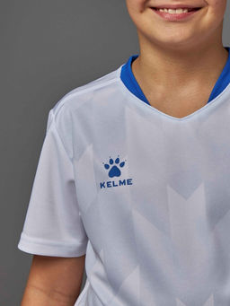 Детская футбольная форма KELME Short-Sleeved Football Suit (White/Blue)