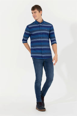 U. S. Polo Assn / Мужская синяя рубашка с длинным рукавом - U.s. polo assn фото 10