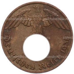 Монета 1 рейхспфенниг 1938 года J Германия