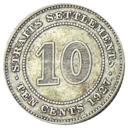 10 центов 1927 года Стрейтс Сетлментс