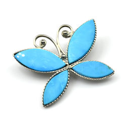 Брошь бирюза (имитация) " Мотылек " 34*25мм.